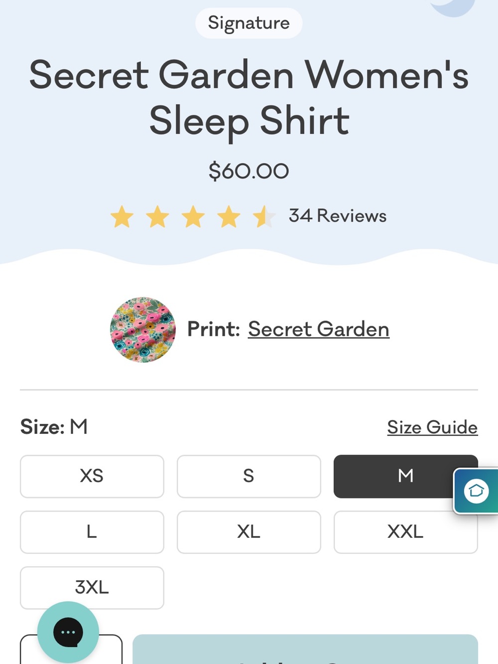 NWOT Little Sleepies Secret Garden Bamboo Viscose Medium Sleep Shirt - Picture 5 of 8
